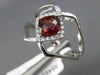 WIDE 1.37CT DIAMOND & AAA GARNET 14KT WHITE GOLD CUSHION & ROUND LOVE KNOT RING