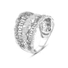 LARGE .35CT DIAMOND 14KT WHITE GOLD 3D MULTI ROW OPEN FILIGREE CIRCULAR FUN RING