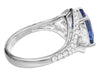 LARGE 5.98CT DIAMOND & AAA SAPPHIRE 18K WHITE GOLD 3D OVAL TRILLION & ROUND RING