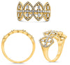 ESTATE .65CT DIAMOND 14K YELLOW GOLD 3D ROUND & BAGUETTE MARQUISE SHAPE FUN RING