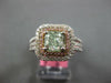 LARGE GIA 1.57CT WHITE PINK & GREEN DIAMOND 18K WHITE & ROSE GOLD 3D SQUARE RING