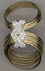 ESTATE .49CT DIAMOND 14KT 2 TONE GOLD 3D DOUBLE X MULTI ROW FLEXIBLE LOVE RING