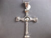 EXTRA LARGE .60CT CZ 14KT WHITE GOLD CROSS FLEXIBLE CROSS BAMBOO DESIGN PENDANT