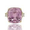 LARGE 42.48CT DIAMOND & AAA KUNZITE 18KT YELLOW GOLD CUSHION & EMERALD CUT RING