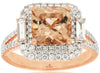 LARGE 2.85CT DIAMOND & AAA MORAGNITE 14KT ROSE GOLD 3D CUSHION ENGAGEMENT RING