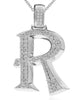 ESTATE EXTRA LARGE 1.60CT DIAMOND 14KT WHITE GOLD R INITIAL FUN FLOATING PENDANT