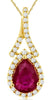 .90CT DIAMOND & AAA RUBY 14KT YELLOW GOLD PEAR SHAPE & ROUND TEAR DROP PENDANT
