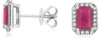 2.4CT DIAMOND & AAA RUBY 14KT WHITE GOLD 3D EMERALD CUT & ROUND STUD EARRINGS