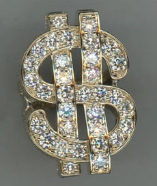 ESTATE EXTRA LARGE 5.78CT DIAMOND 14KT YELLOW GOLD 3D DOLLAR SIGN LUCKY FUN RING