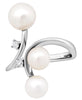 .08CT DIAMOND & AAA SOUTH SEA PEARL 18K WHITE GOLD PAST PRESENT FUTURE LOVE RING