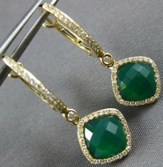 5.3CT DIAMOND & AAA AGOT 14KT YELLOW GOLD HALO SQUARE LEVERBACK HANGING EARRINGS