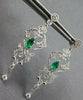 ESTATE .90CT DIAMOND & AAA EMERALD 18KT WHITE GOLD FILIGREE CHANDELIER EARRINGS