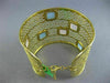 LARGE 12.10CT DIAMOND AAA BLUE & PINK QUARTZ 18KT YELLOW GOLD 3D BANGLE BRACELET