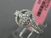ESTATE .86CT ROUND & PRINCESS DIAMOND 18K WHITE GOLD 3D 5 STONE HALO FLOWER RING