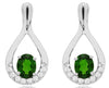 .97CT DIAMOND & AAA RUSSALITE 14KT WHITE GOLD 3D OVAL & ROUND HANGING EARRINGS