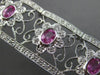 ESTATE WIDE 4.47CT DIAMOND & AAA PINK SAPPHIRE 14KT WHITE GOLD FLORAL BRACELET