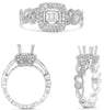 .49CT DIAMOND 14KT WHITE GOLD 3D ROUND SQUARE 4 PRONG SEMI MOUNT ENGAGEMENT RING