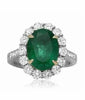 LARGE 4.6CT DIAMOND & AAA COLOMBIAN EMERALD 18K 2 TONE GOLD HALO ENGAGEMENT RING