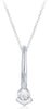 .14CT DIAMOND 14KT WHITE GOLD CLASSIC SOLITAIRE SEMI BEZEL BAR FLOATING PENDANT