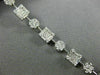 ESTATE LONG 3.1CT ROUND & BAGUETTE DIAMOND 18K WHITE GOLD SQUARE TENNIS BRACELET