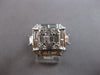 LARGE 3.24CT DIAMOND 18K WHITE GOLD ROUND & BAGUETTE CLUSTER OCTAGON SQUARE RING