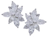 LARGE 12.2CT DIAMOND PLATINUM PEAR SHAPE & MARQUISE CLUSTER FLOWER STUD EARRINGS