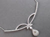 LARGE 1.12CT DIAMOND 14K WHITE GOLD ROUND & BAGUETTE TEAR DROP BAR LOVE NECKLACE
