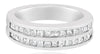 .94CT DIAMOND 14KT WHITE GOLD 3D PRINCESS 2 ROW CHANEL WEDDING ANNIVERSARY RING