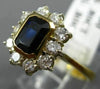ESTATE 1.60CT DIAMOND & EMERALD CUT SAPPHIRE 18K YELLOW GOLD ENGAGEMENT RING 126