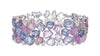 EXTRA LARGE 55.6CT DIAMOND AAA MULTI COLOR SAPPHIRE 18K WHITE GOLD CUFF BRACELET