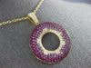LARGE DIAMOND & RUBY & PINK SAPPHIRE 18K YELLOW GOLD MULTI ROW CIRCULAR PENDANT