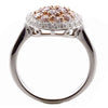 1.53CT WHITE & PINK DIAMOND 18K WHITE AND ROSE GOLD CLUSTER OVAL FLOWER FUN RING
