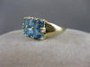 ESTATE 2CTW SQUARE BLUE TOPAZ YELLOW GOLD SQUARE FLOWER RING #20326