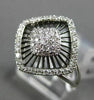 ESTATE WIDE .30CT DIAMOND 14K WHITE GOLD PAVE SQUARE FLORAL DESIGN COCKTAIL RING
