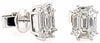 ESTATE .59CT DIAMOND 14KT WHITE GOLD 3D ASSCHER INVISIBLE OCTAGON STUD EARRINGS