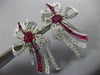 ESTATE EXTRA LARGE 8.75CT DIAMOND & AAA RUBY 14K WHITE GOLD BOW CLIP ON EARRINGS