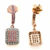 .48CT WHITE & PINK DIAMOND 18K WHITE ROSE GOLD FILIGREE OCTAGON HANGING EARRINGS
