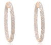 ESTATE 11.31CT DIAMOND 18K ROSE GOLD PAVE 3 ROW INSIDE OUT HOOP HANGING EARRINGS