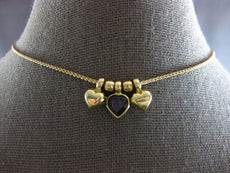 1.0CT AAA GARNET 14KT YELLOW GOLD SOLITAIRE 3 HEART LOVE FLOATING PENDANT #28222
