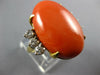 EXTRA LARGE .55CT DIAMOND & AAA CORAL 18KT 2 TONE GOLD CLASSIC OVAL & ROUND RING