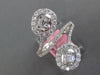 LARGE 1.06CT DIAMOND 18K WHITE GOLD ROUND & BAGUETTE INVISIBLE CRISS CROSS RING