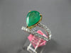 GIA LARGE 2.95CT DIAMOND & AAA EMERALD 18KT 2 TONE GOLD CLASSIC ENGAGEMENT RING
