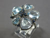 LARGE 9.94CT DIAMOND & AAA BLUE TOPAZ & SAPPHIRE 14KT WHITE GOLD FLOWER FUN RING