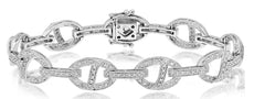 .97CT DIAMOND 14K WHITE GOLD CLASSIC FILIGREE OVAL LINK ETERNITY TENNIS BRACELET