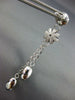 ESTATE LARGE .05CT DIAMOND 18KT WHITE GOLD MATTE & SHINY FLOWER HANGING EARRINGS