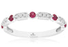 .35CT DIAMOND & AAA RUBY 14KT WHITE GOLD ROUND HEXAGON 5 STONE ANNIVERSARY RING