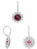 ESTATE 12.16CT DIAMOND & AAA RUBY PLATINUM 3D FLOWER LEVERBACK HANGING EARRINGS