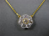 ESTATE LARGE 1.31CT DIAMOND 14KT 2 TONE GOLD FLOWER FILIGREE MILGRAIN NECKLACE