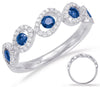 ESTATE .63CT DIAMOND & AAA SAPPHIRE 14KT WHITE GOLD ROUND OVAL 5 STONE LOVE RING