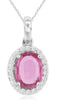1.74CT DIAMOND & AAA PINK SAPPHIRE 14KT WHITE GOLD OVAL & ROUND FLOATING PENDANT